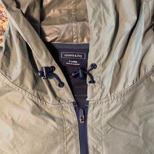 Crown & Ivy Olive Hooded Windbreaker
